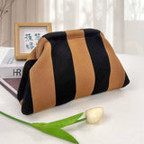 Striped Knit Cosmetic Bag Colorful Knit Clutch Bag: GPink / M