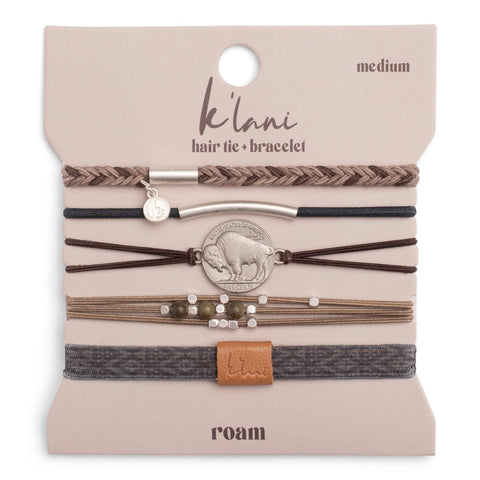 "Roam" Buffalo Charm Hair Tie Bracelets: Small