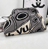 Stripe Knit Cosmetic Bag Geo Pattern Storage Clutch: Pink / M