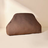 Hollow‑Out Knit Cosmetic Bag Solid Knit Clutch: Yellow / M