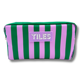 Premium Mahjong Tile Bags  |  Fits Most Large Tile Sets  : Stripes- Pink & Red Tile Bag
