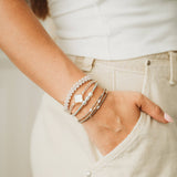 "Glimmer" Soft Pinks with Pearl & Gold Accent Hair Tie Bracelets: Medium