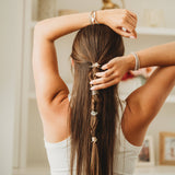 "Glimmer" Soft Pinks with Pearl & Gold Accent Hair Tie Bracelets: Medium