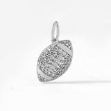 Gold or Silver Pave Football Charm Bar Pendant: Gold