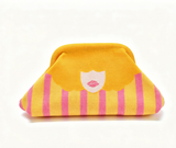 Stripe Knit Cosmetic Bag Checkered Knit Clutch: CYellow / M