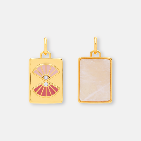 Gold Mahjong Fan Tile Charm Bar Pendant