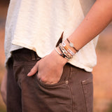 "Paws" Natural Hues with Silver & Paw Accents Hair Tie Bracelet: Small