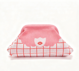 Stripe Knit Cosmetic Bag Checkered Knit Clutch: Rainbow / M