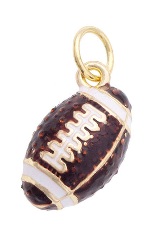 Pave 3-D Football Charm in Brown & White