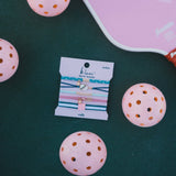 "Rally" Pickleball with Pink & Green Hair Tie Bracelets: Small