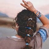 "Resist" Blue Evil Eye Hair Tie Bracelets: Medium