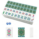 Green Mahjong Tiles Set (Floral Garden Style) (Single Layer): Bag