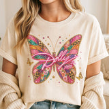 Dolly Country Music Butterfly Southern Classic Graphic Tee: Light Pink / Small