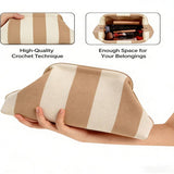 Stripe Knit Cosmetic Bag Geo Pattern Storage Clutch: TYellow / M