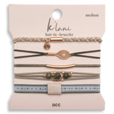 "Ace" Green & Gold Tennis Racket Charm Hair Tie Bracelets: Medium
