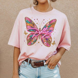 Dolly Country Music Butterfly Southern Classic Graphic Tee: Light Pink / Small