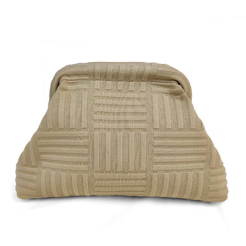 Pattern Knit Cosmetic Bag Beach Knit Clutch: Khaki / M