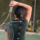 "Ace" Green & Gold Tennis Racket Charm Hair Tie Bracelets: Medium
