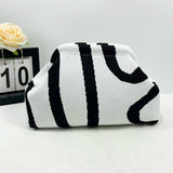 Polka Dots Knit Cosmetic Bag Cherry Knit Clutch: Red / M