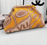 Stripe Knit Cosmetic Bag Geo Pattern Storage Clutch: TYellow / M