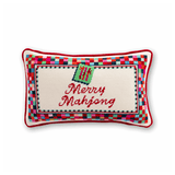 Merry Mahjong Needlepoint Pillow