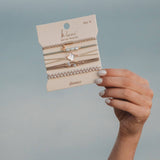 "Glimmer" Soft Pinks with Pearl & Gold Accent Hair Tie Bracelets: Small