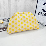 Polka Dots Knit Cosmetic Bag Cherry Knit Clutch: Blue / M