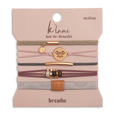 "Breathe" Lotus Flower Earthy Tones Hair Tie Bracelets: Small
