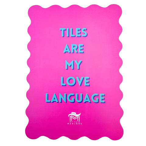 MAHJONG SHUFFLE CARD  |  Scalloped Edges & Bright Colors  |  Sized to Store with Mahjong League Cards: 02- PINK- LOVE LANGUAGE