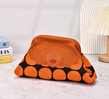 Stripe Knit Cosmetic Bag Checkered Knit Clutch: BluePink / M