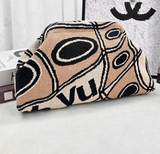 Stripe Knit Cosmetic Bag Geo Pattern Storage Clutch: TYellow / M
