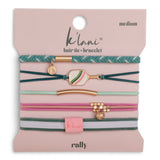 "Rally" Pickleball with Pink & Green Hair Tie Bracelets: Large