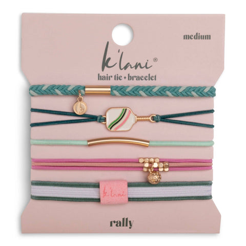 "Rally" Pickleball with Pink & Green Hair Tie Bracelets: Small