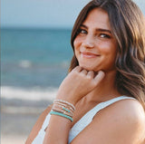 "Reflect" Gold Wave with Beachy Neutrals Hair Tie Bracelets: Medium