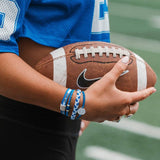 "Game Day" Blue & White Hair Tie Bracelets: Large