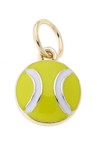 Mini Enamel Tennis Ball Charm in Neon Yellow