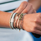 "Ace" Green & Gold Tennis Racket Charm Hair Tie Bracelets: Medium