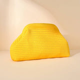 Hollow‑Out Knit Cosmetic Bag Solid Knit Clutch: SkyBlue / M