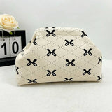 Polka Dots Knit Cosmetic Bag Cherry Knit Clutch: Cherry / M
