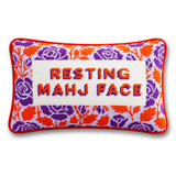 Resting Mahj Face Needlepoint Pillow
