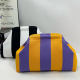 Striped Knit Cosmetic Bag Colorful Knit Clutch Bag: GPink / M