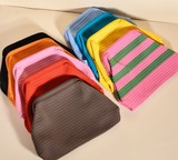 Hollow‑Out Knit Cosmetic Bag Solid Knit Clutch: GPink / M