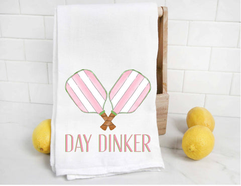 Day Dinker Pickleball pink Tea Towel