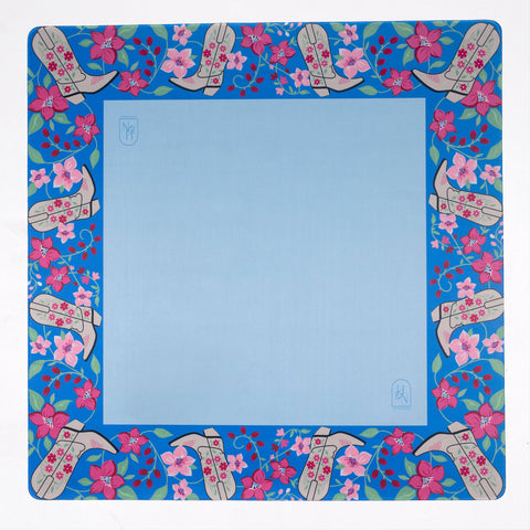 Mahjong Mat - Blue Cowboy Boot