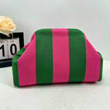 Striped Knit Cosmetic Bag Colorful Knit Clutch Bag: Khaki / M