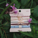"Bloom" Maroon & Pink with Pressed Flowers Hair Tie Bracelets: Small