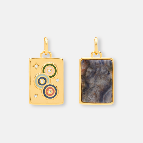 Gold Mahjong Dots Tile Charm Bar Pendant