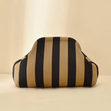 Stripe Knit Cosmetic Bag Geo Pattern Storage Clutch: Grey / M