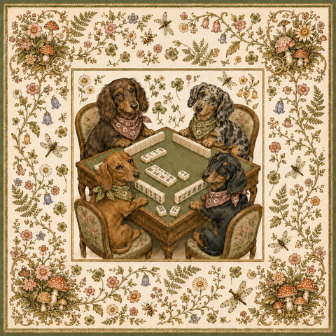 Doxie & Daydreams — Dachshund Mahjong Mat | Paws & Tiles Collection - PREORDER