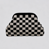 Polka Dots Knit Cosmetic Bag Cherry Knit Clutch: Cherry / M